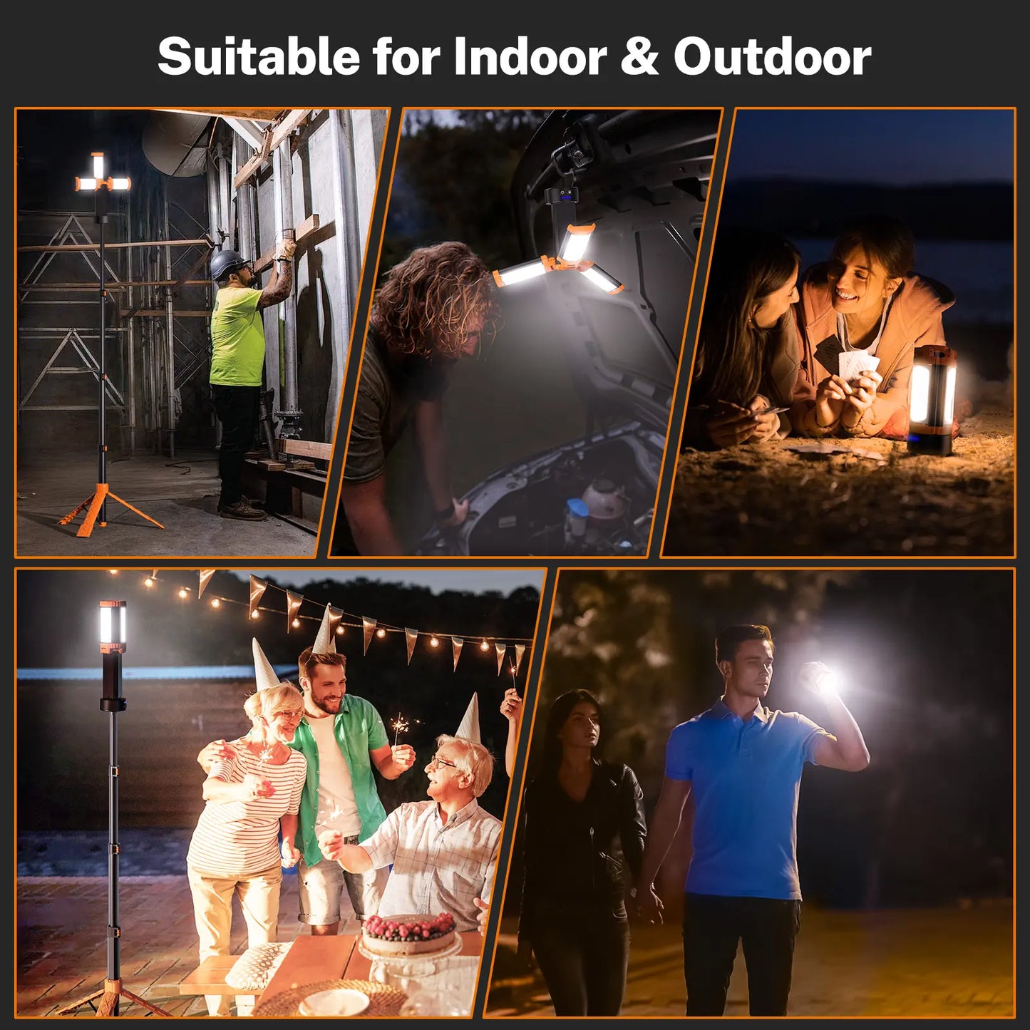 Mother's Day Gift OGERY 10000mAh Camping Light with Remote Control & Power Bank - Rechargeable 2200 Lumens Dimmable Work Light, Emergency Light & Detachable Tripod (1.75-6.5 Ft) for Outdoor, Hiking, Home & Emergency