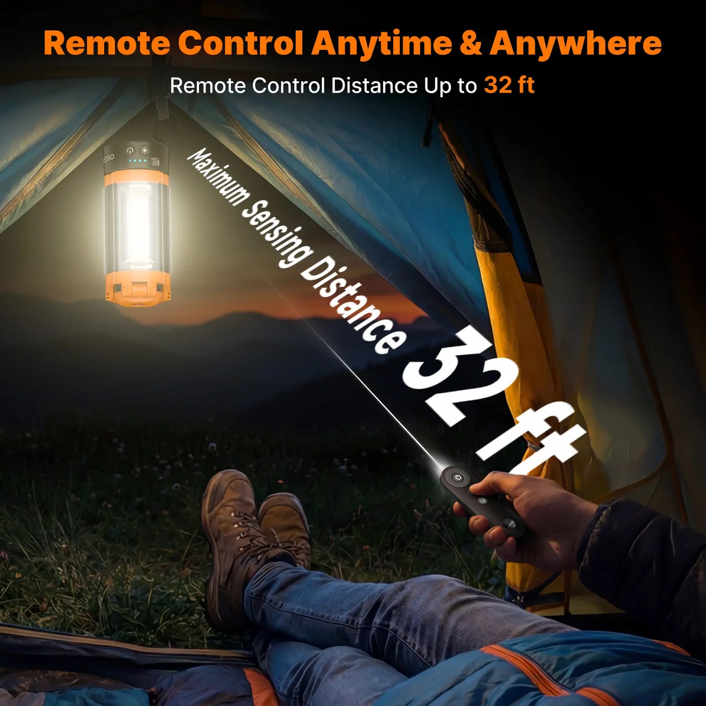 Mother's Day Gift OGERY 10000mAh Camping Light with Remote Control & Power Bank - Rechargeable 2200 Lumens Dimmable Work Light, Emergency Light & Detachable Tripod (1.75-6.5 Ft) for Outdoor, Hiking, Home & Emergency