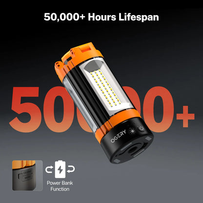 Mother's Day Gift OGERY 10000mAh Camping Light with Remote Control & Power Bank - Rechargeable 2200 Lumens Dimmable Work Light, Emergency Light & Detachable Tripod (1.75-6.5 Ft) for Outdoor, Hiking, Home & Emergency