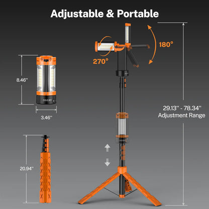 Mother's Day Gift OGERY 10000mAh Camping Light with Remote Control & Power Bank - Rechargeable 2200 Lumens Dimmable Work Light, Emergency Light & Detachable Tripod (1.75-6.5 Ft) for Outdoor, Hiking, Home & Emergency