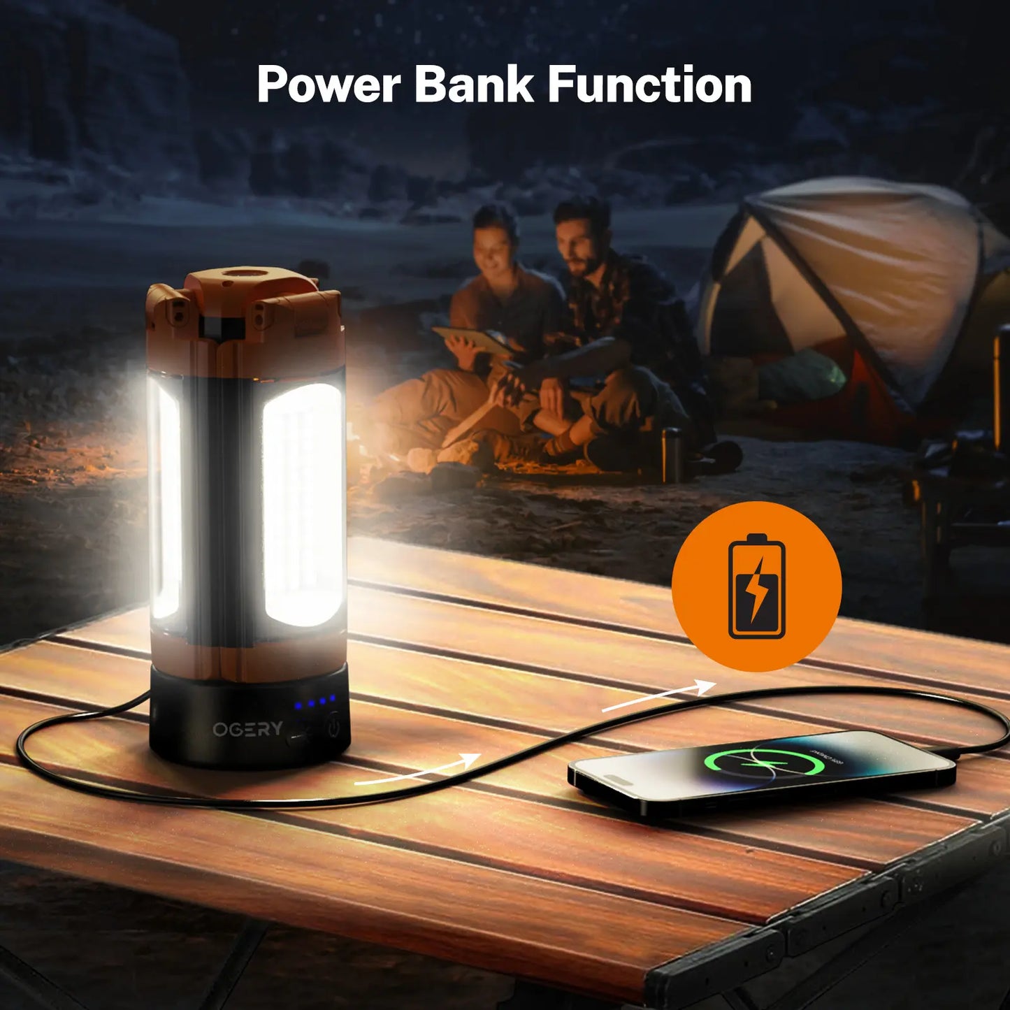 Mother's Day Gift OGERY 10000mAh Camping Light with Remote Control & Power Bank - Rechargeable 2200 Lumens Dimmable Work Light, Emergency Light & Detachable Tripod (1.75-6.5 Ft) for Outdoor, Hiking, Home & Emergency