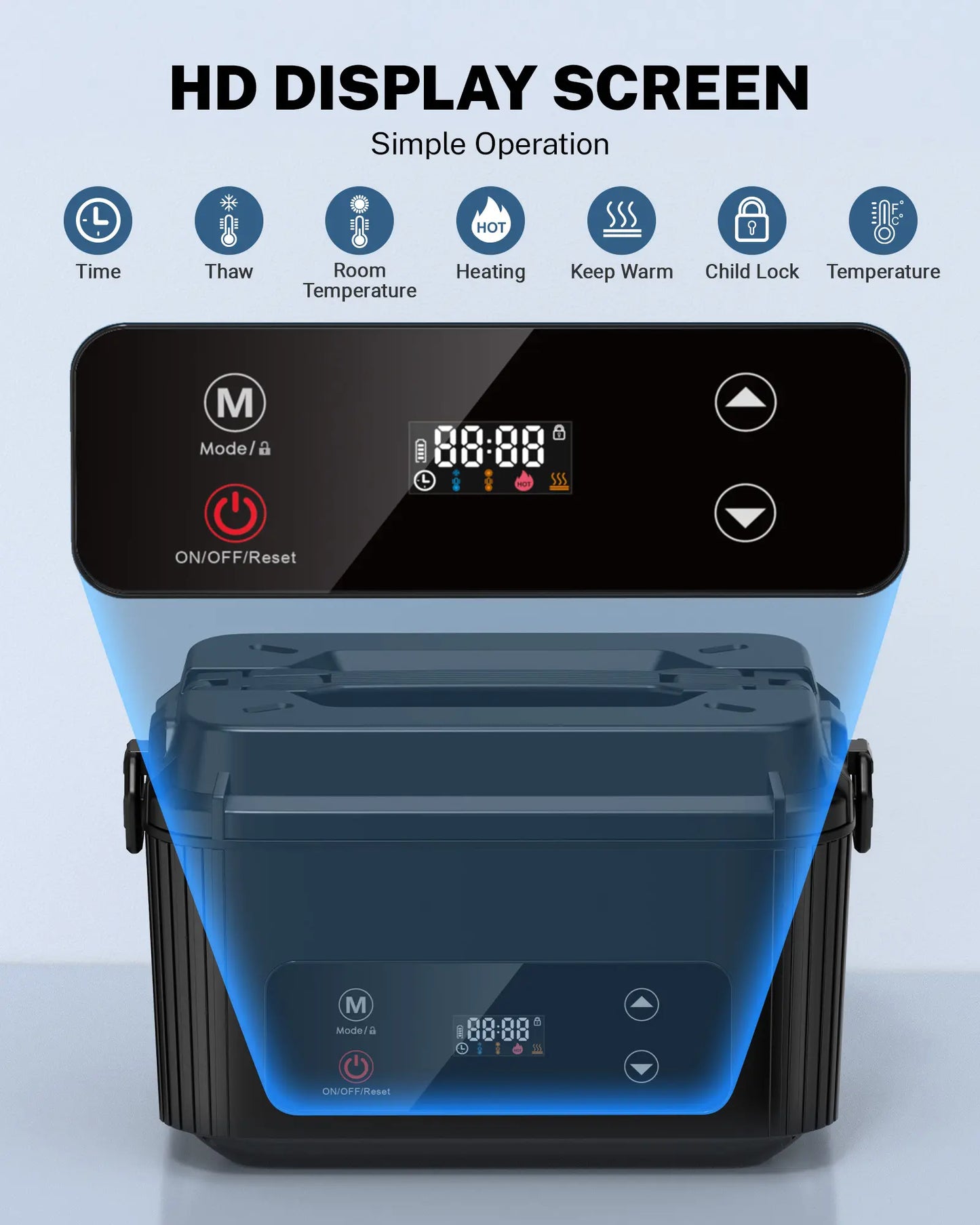 Self-Heating Electric Lunch Box, 100W Faster Heated Cordless Lunch Box for Adults with Automatic Heating, 40 fl oz 304 Stainless Steel Food Warmer with Timer for Hot Meals Anywhere