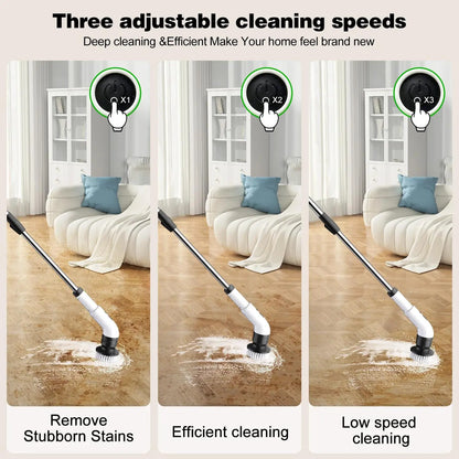 WHATOOK Cordless Electric Spin Scrubber – 7/9-in-1 Rechargeable Scrubbing Spin Brush, Powerful Cleaning Tool with Telescopic Long Handle, Replaceable Heads, Flexible Length Adjustment for Bathtub, Shower Floor Scrubber (Cordless Convenience Kit)